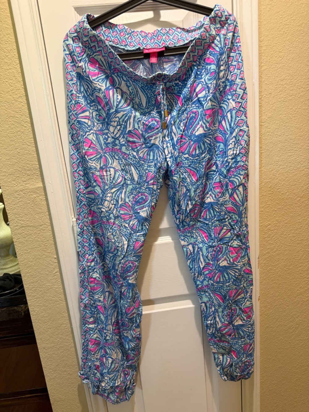 Lilly Pulitzer Blue & Pink Paisley-Print Drawstring Pants